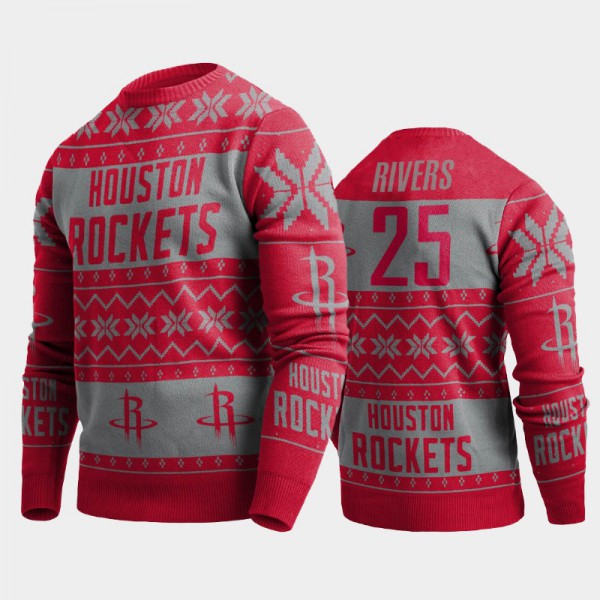 Austin Rivers Houston Rockets Men's 2019 Ugly Christmas Pullover Sweater - Red