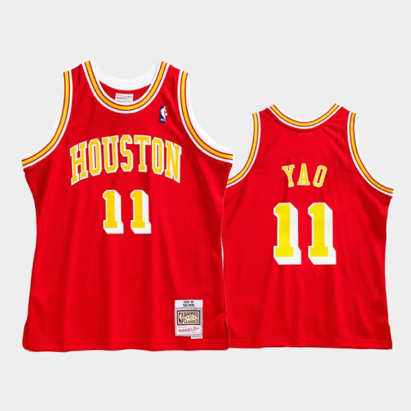 Yao Ming Houston Rockets #11 Men's Hardwood Classics Throwback Jersey - Red
